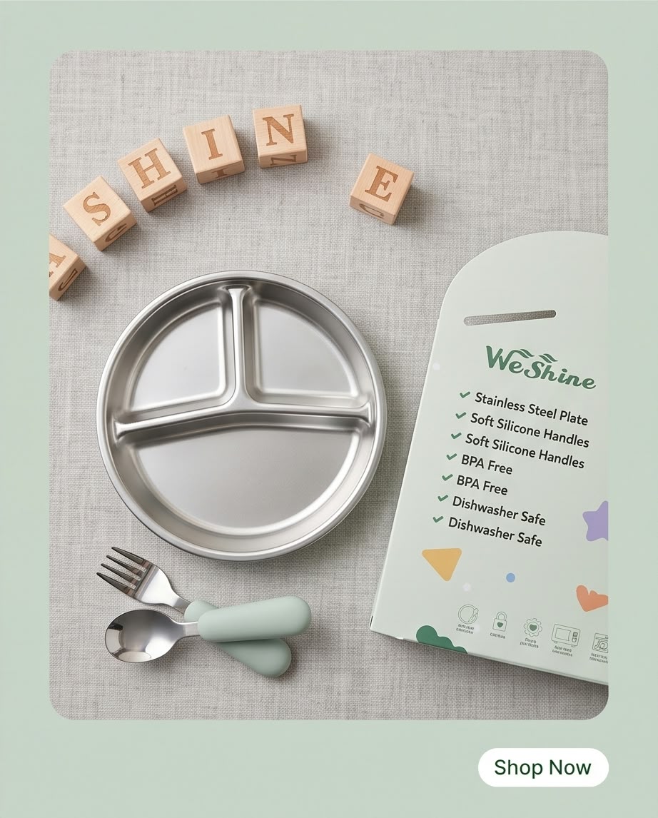 3-Piece Stainless Steel and Silicone Feeding Set