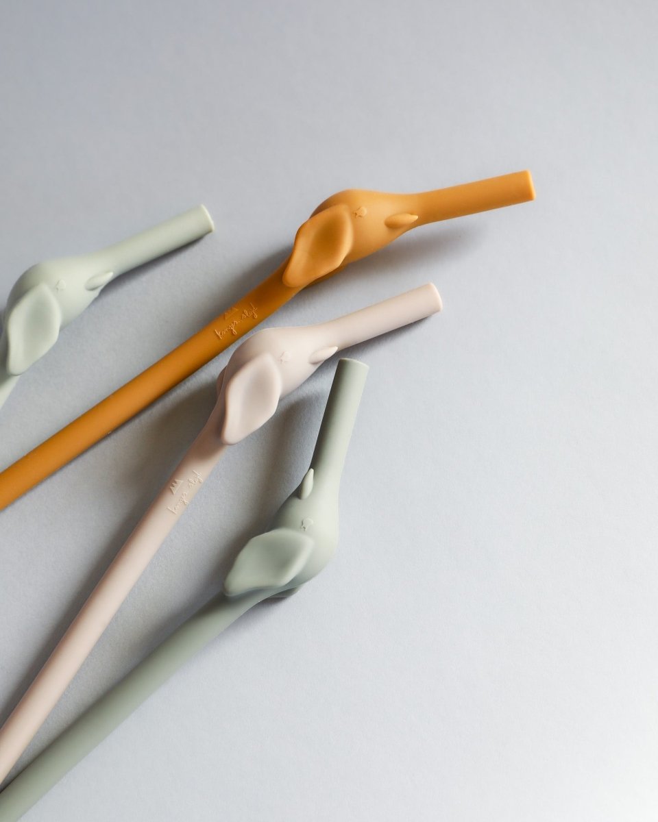 4 Pack Silicone Straws - Elephant