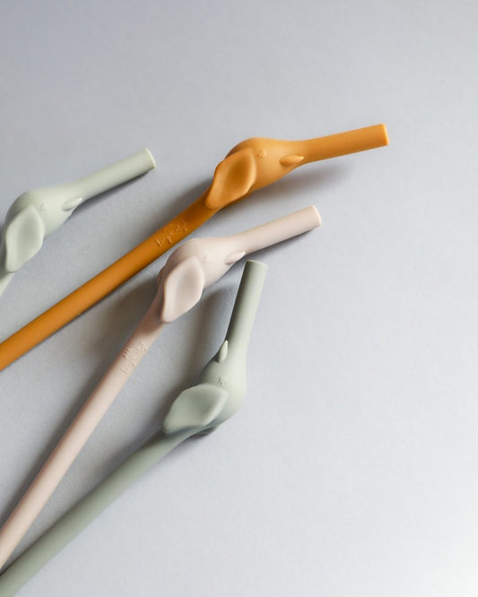4 Pack Silicone Straws - Elephant