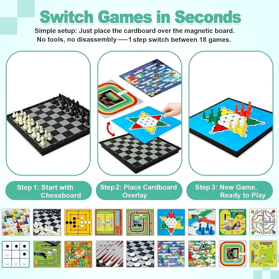 18-in-1 Magnetic Board Game Set