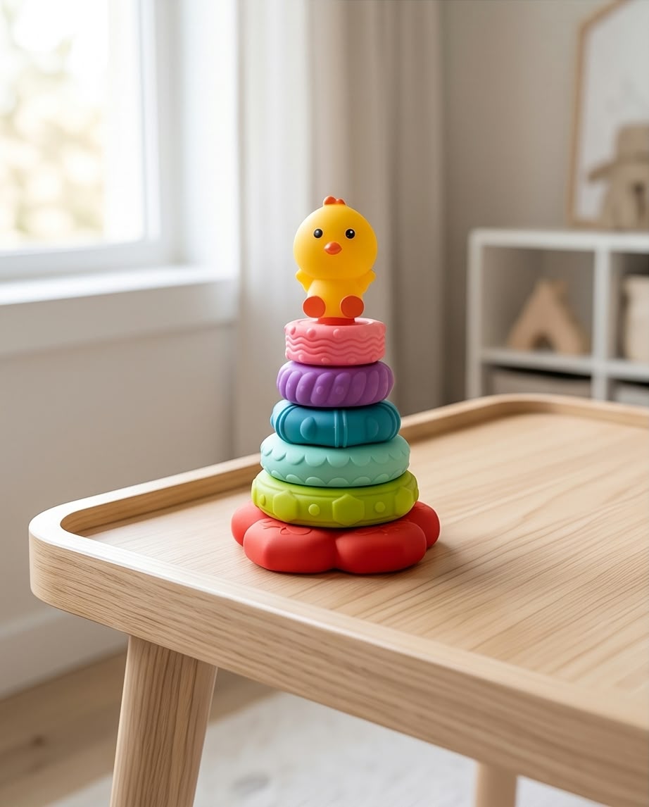 silicone baby stacking and teething tower