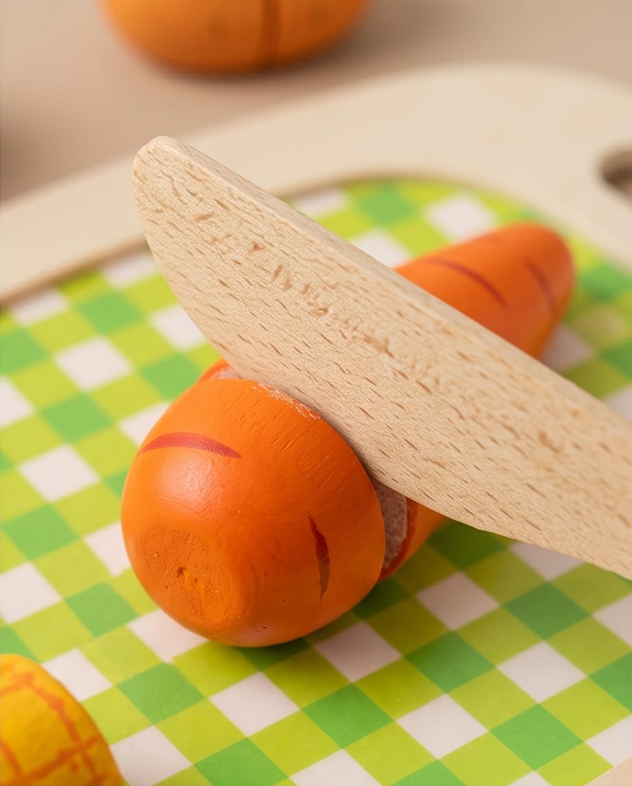 wooden educational vegetable cutting toy set