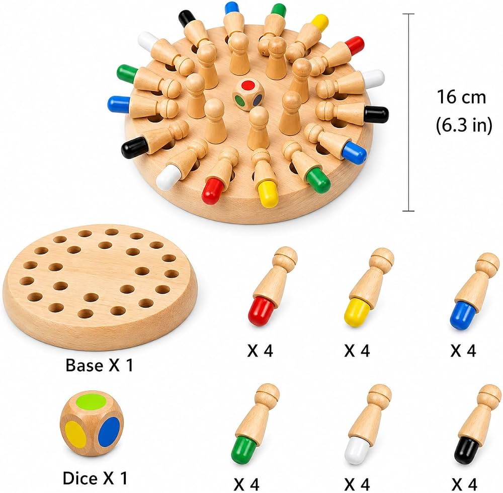 Wooden Color Memory Chess Game
