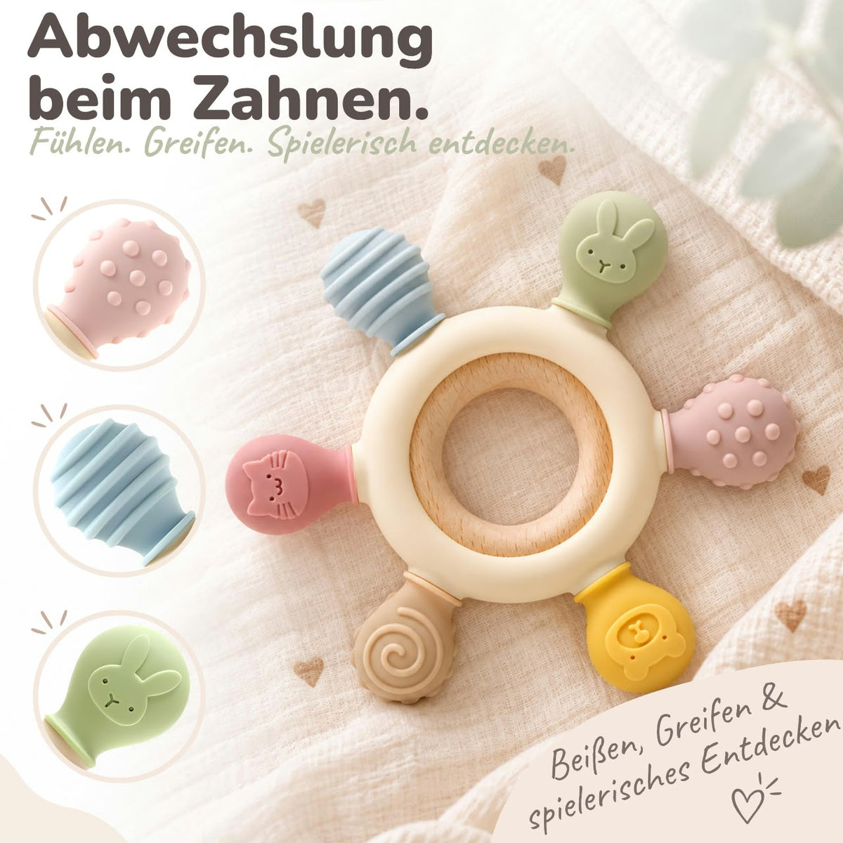 Silicone and Wooden Rudder Teething Ring