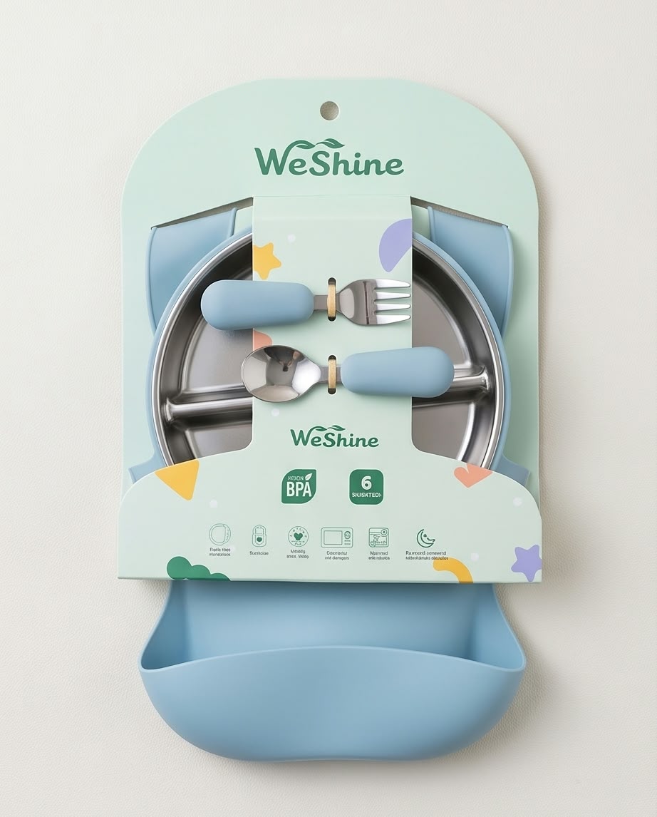 3-Piece Stainless Steel and Silicone Feeding Set