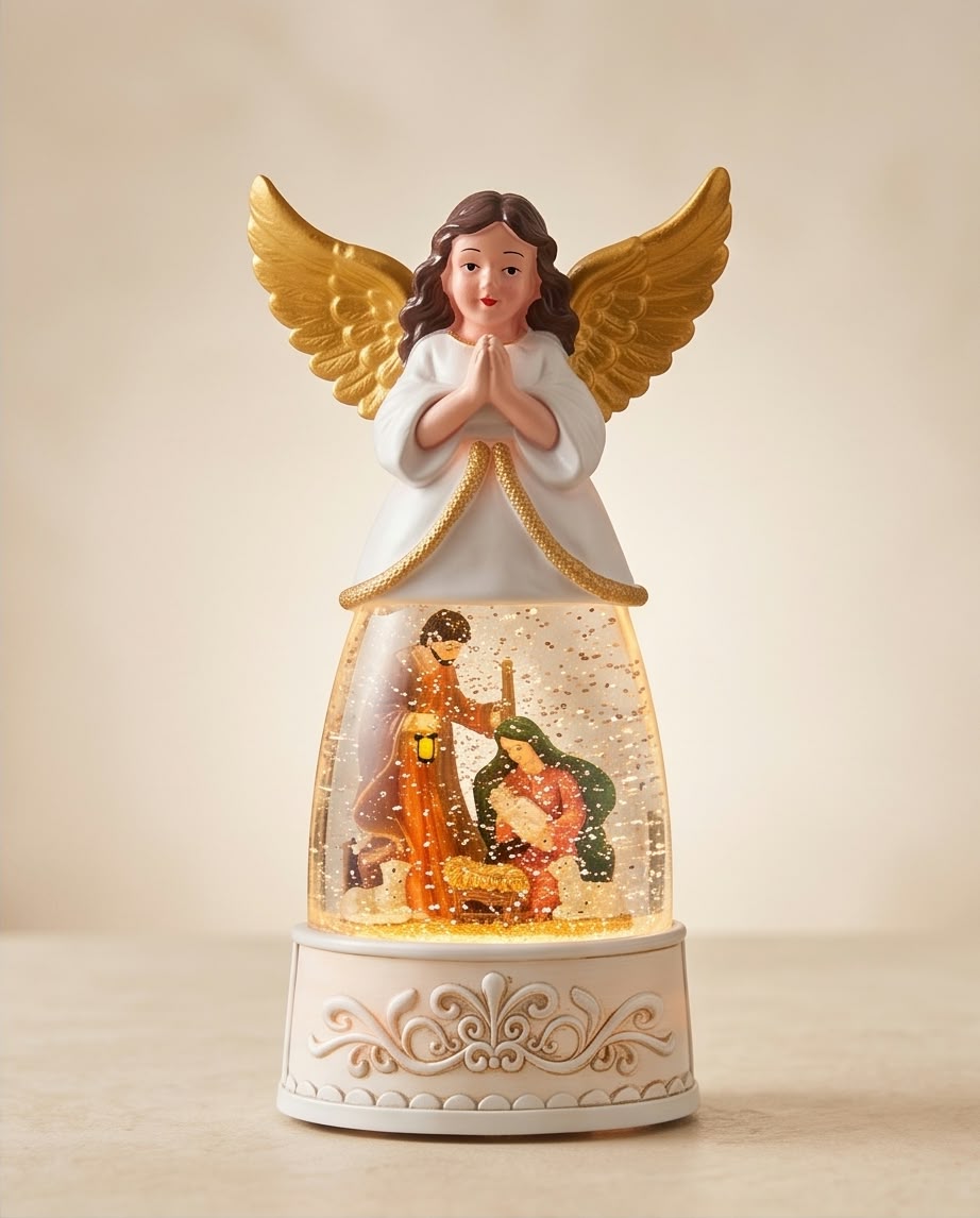 illuminated Christmas angel snow globe