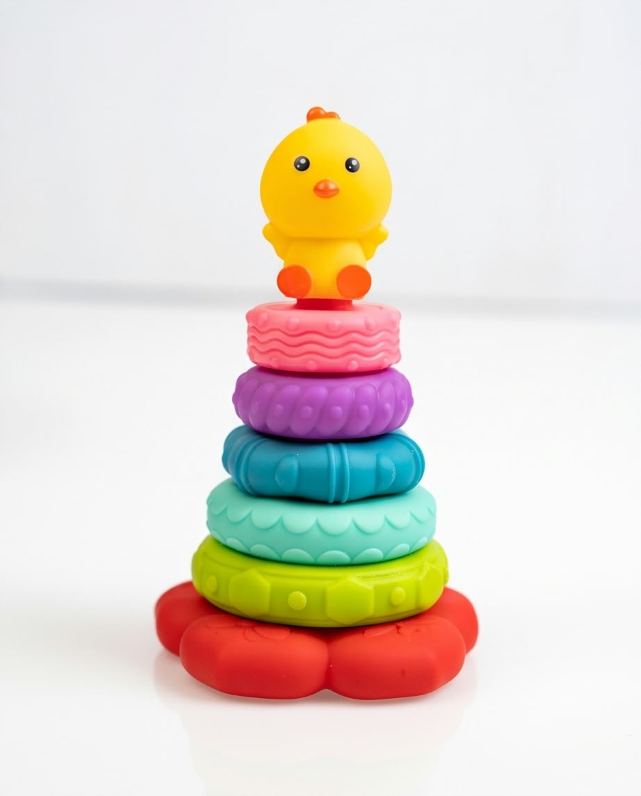 silicone baby stacking and teething tower