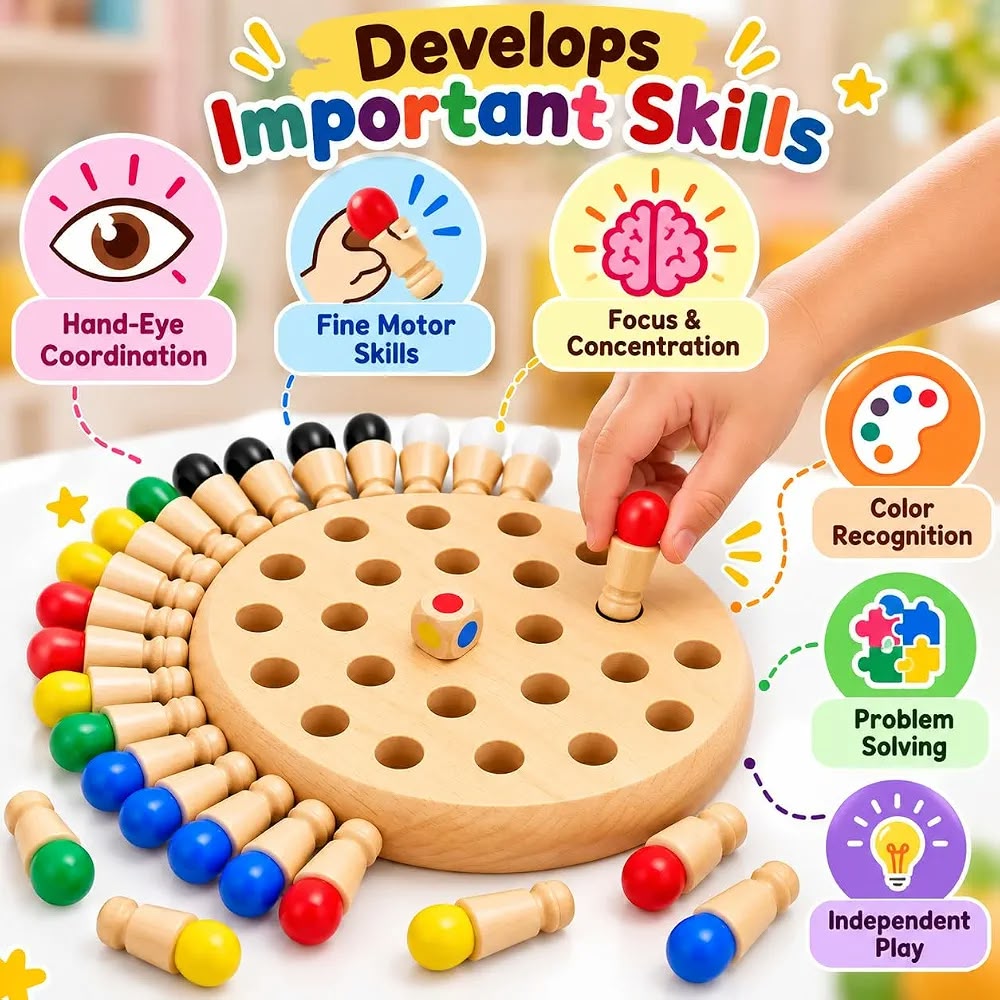 Wooden Color Memory Chess Game