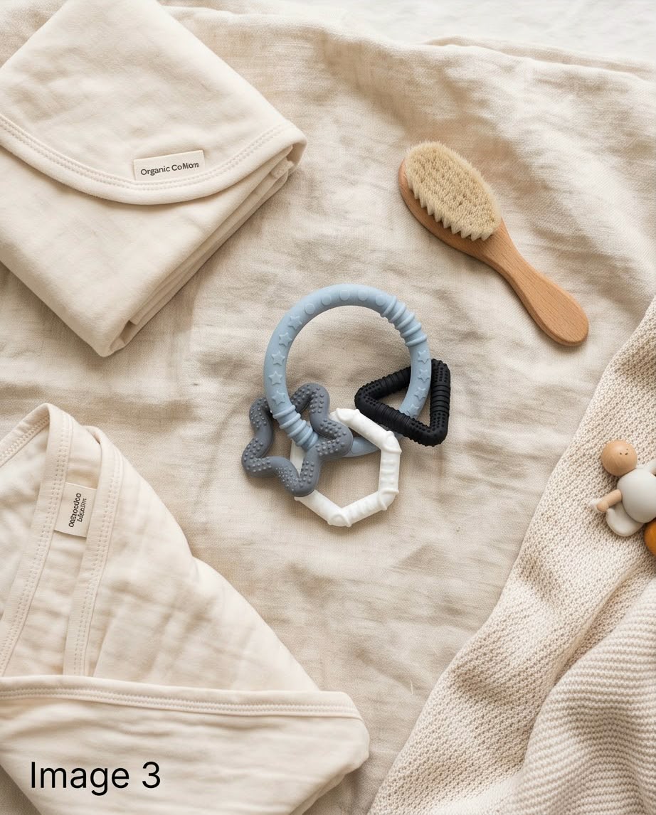 silicone baby teething rings and charms