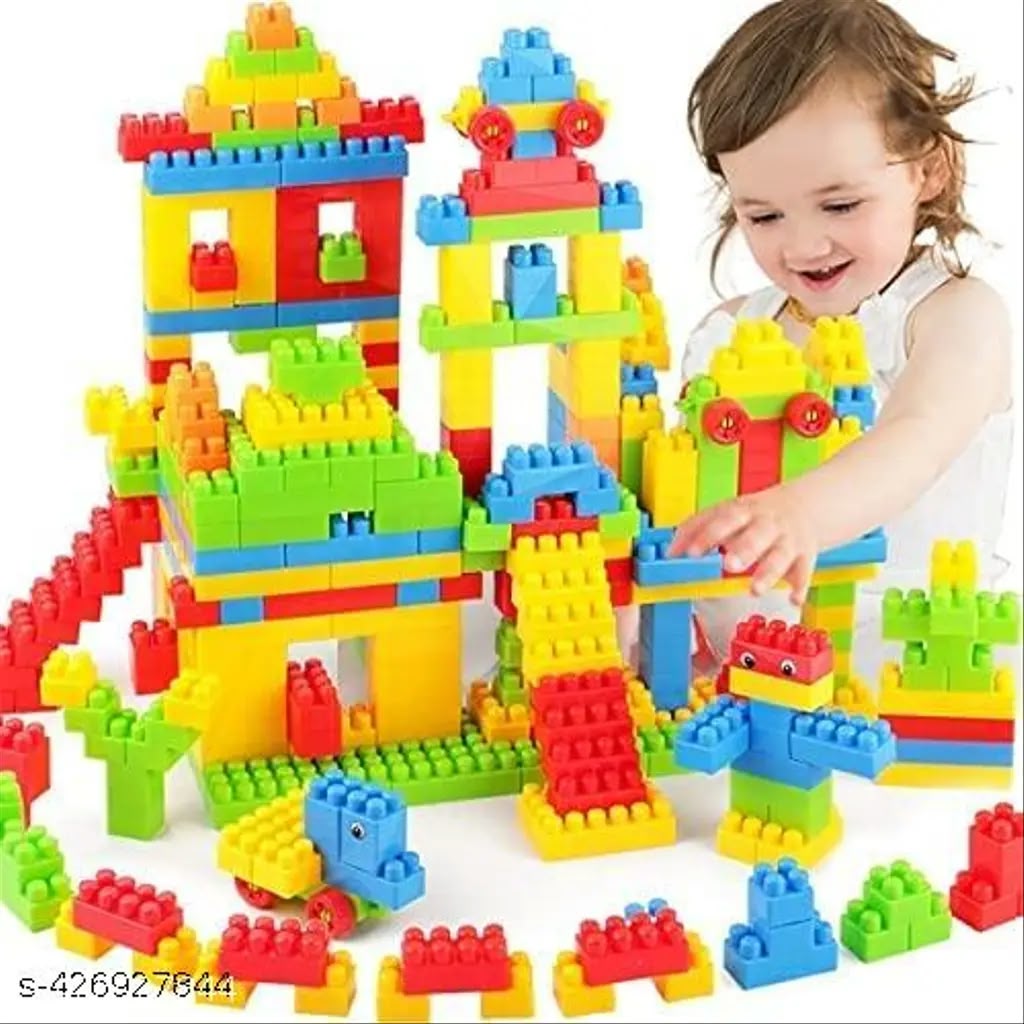 multicolored plastic building blocks and construction toy set