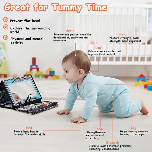 baby tummy time mirror and soft cloth book