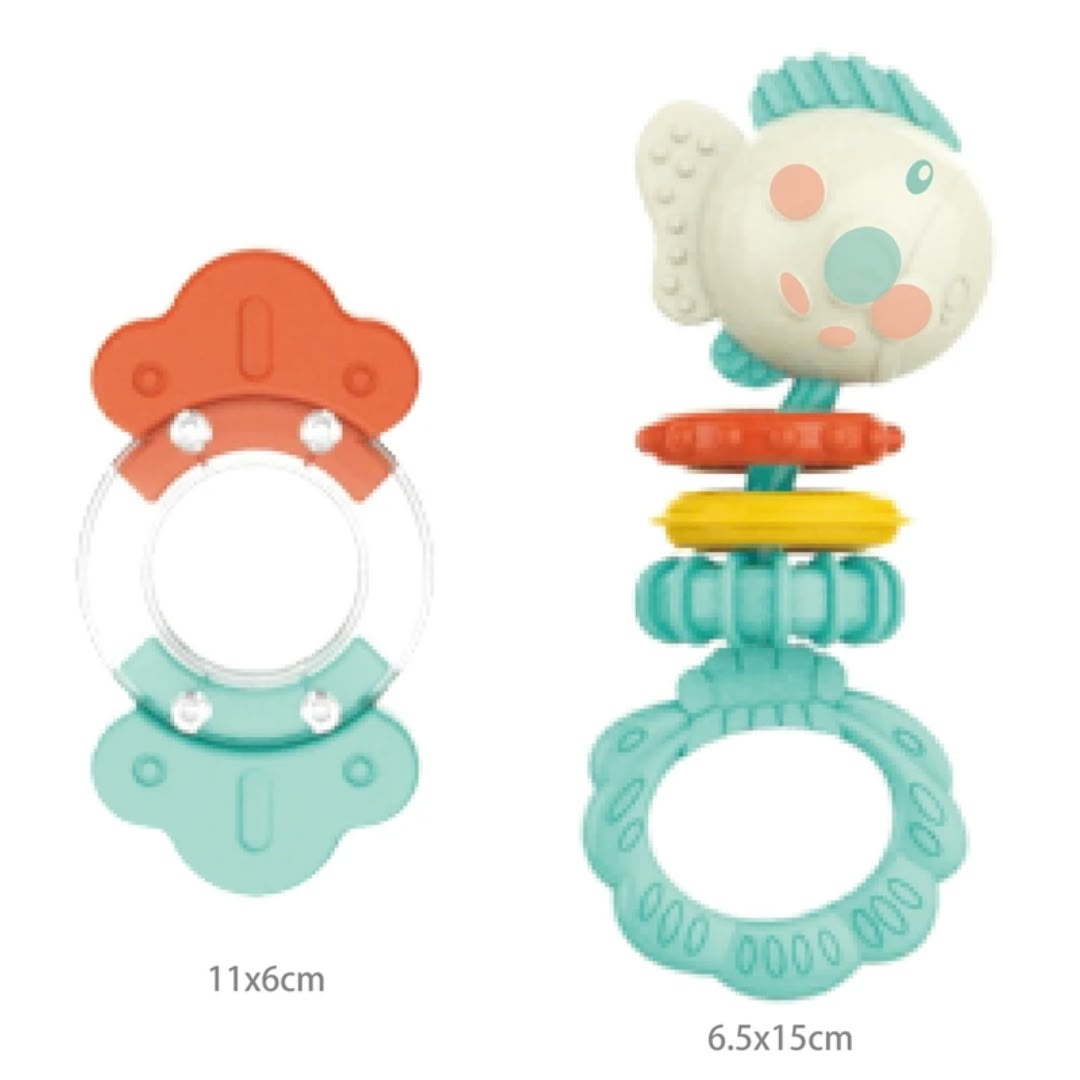 colorful baby rattles and teethers