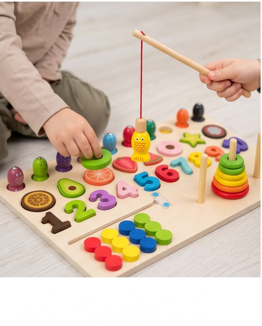 Fishing, Number, Shape, and Color Sorting Board