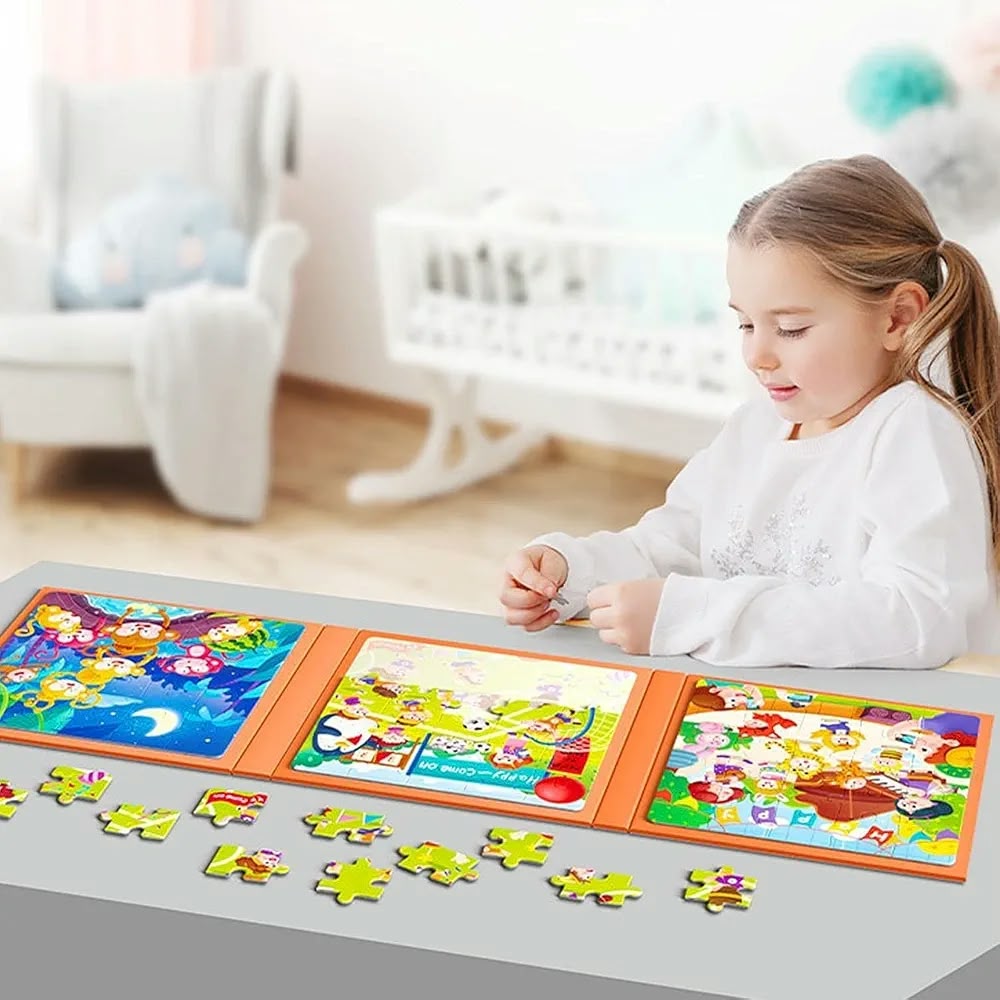 3-in-1 magnetic folding puzzle book