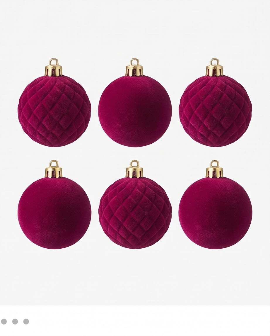 velvet-flocked Christmas tree ornaments