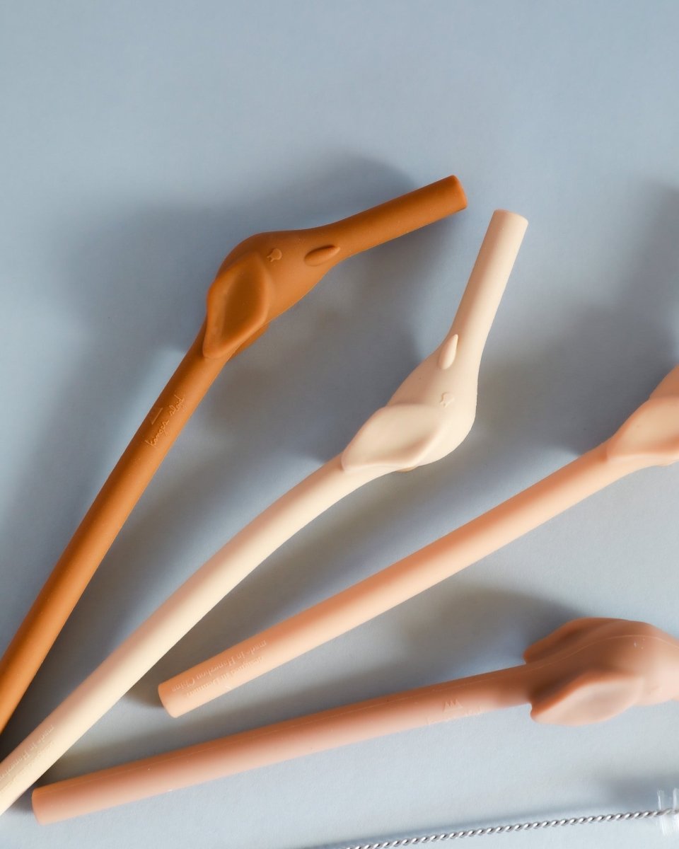 4 Pack Silicone Straws - Elephant