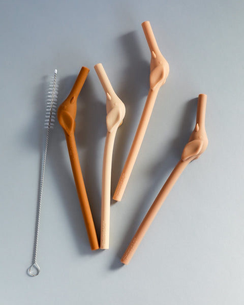 4 Pack Silicone Straws - Elephant