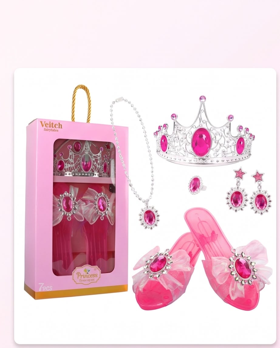 7-piece pink princess dress-up and role-play toy set
