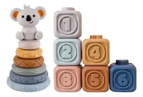 Mayblon 2-in-1 Stacking Rings and Soft Block Set