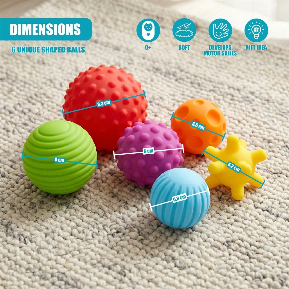 Moon Baby Soft Textured Balls 12-Piece Set.