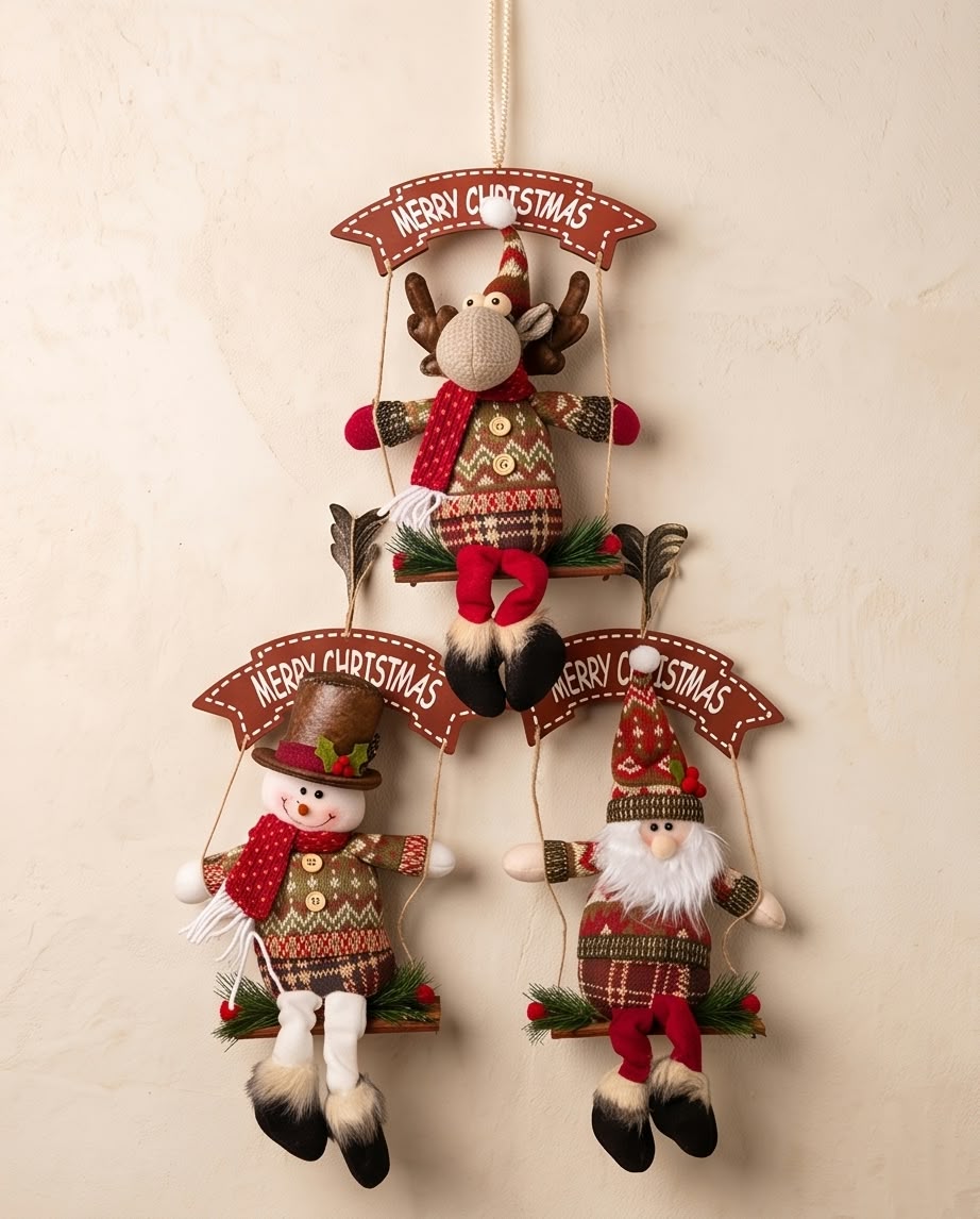 festive Christmas plush hanging swing