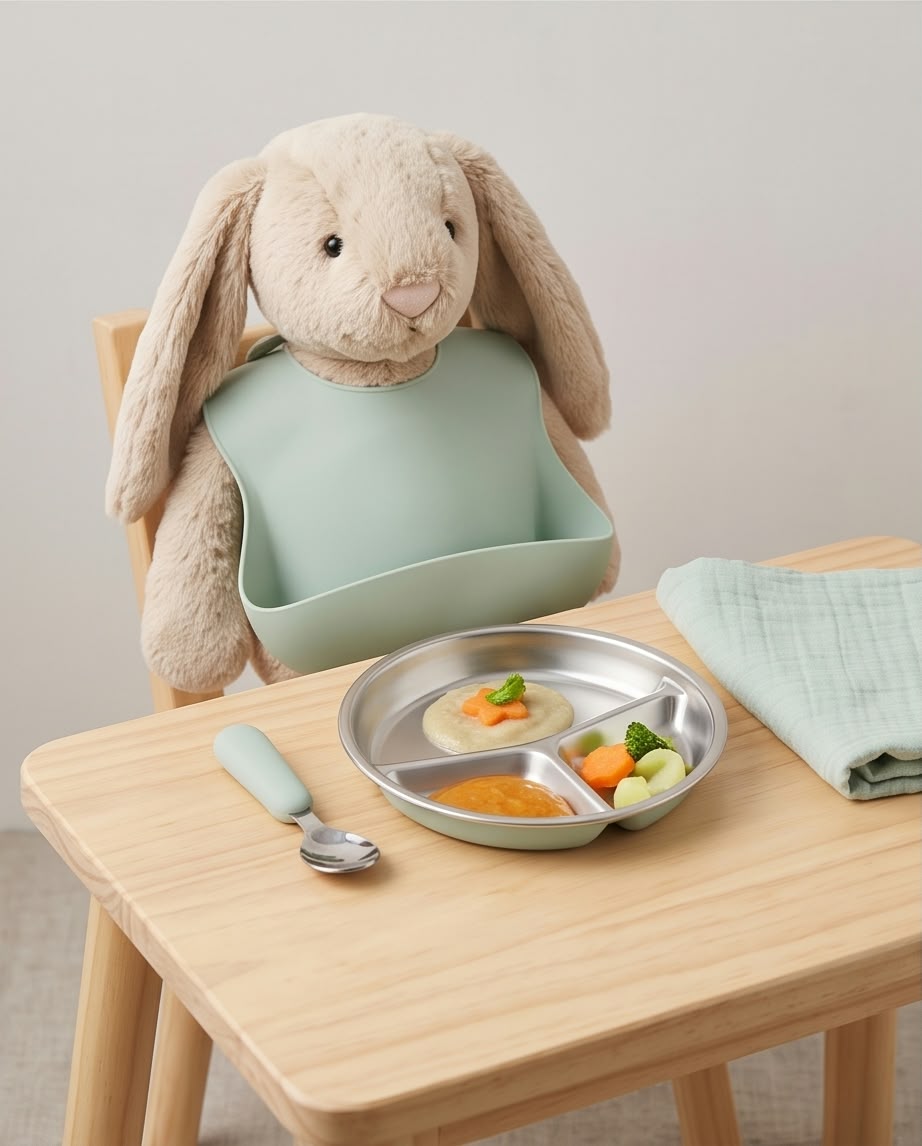 3-Piece Stainless Steel and Silicone Feeding Set