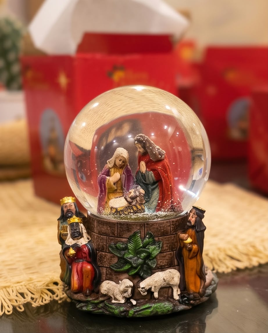 Nativity scene Christmas snow globe