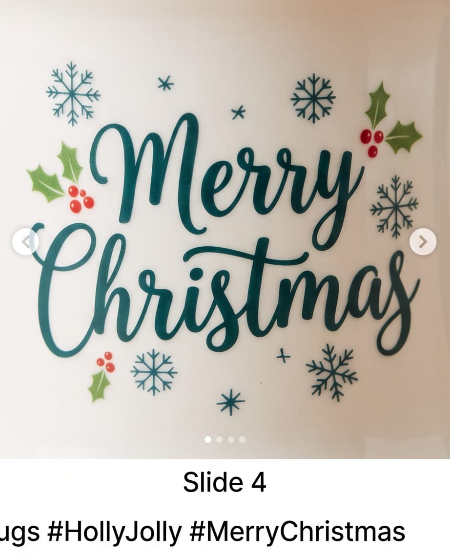 white ceramic Christmas tankard-style mug
