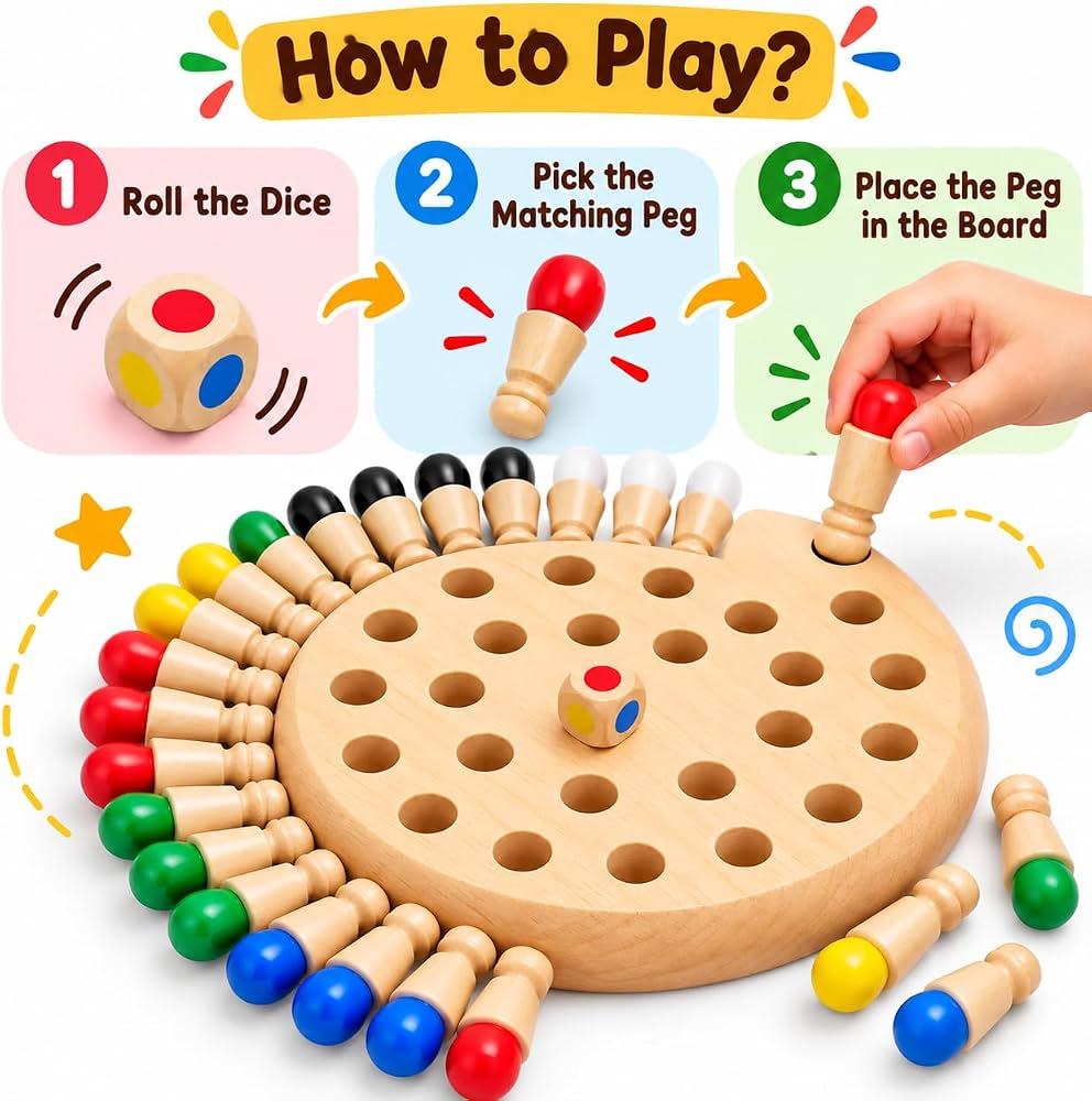 Wooden Color Memory Chess Game