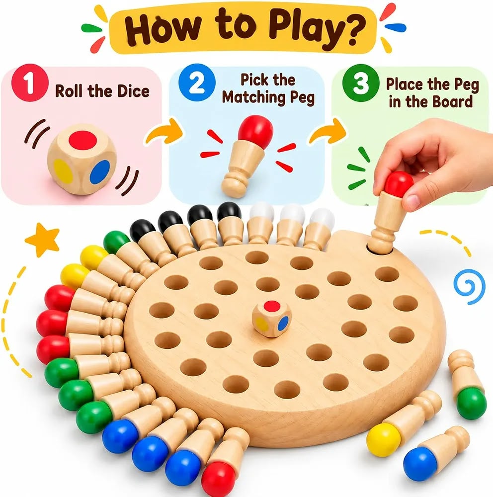 Wooden Color Memory Chess Game