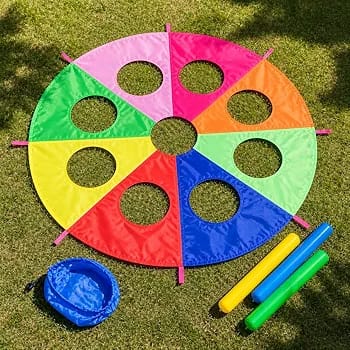 kids' rainbow play parachute mole game set