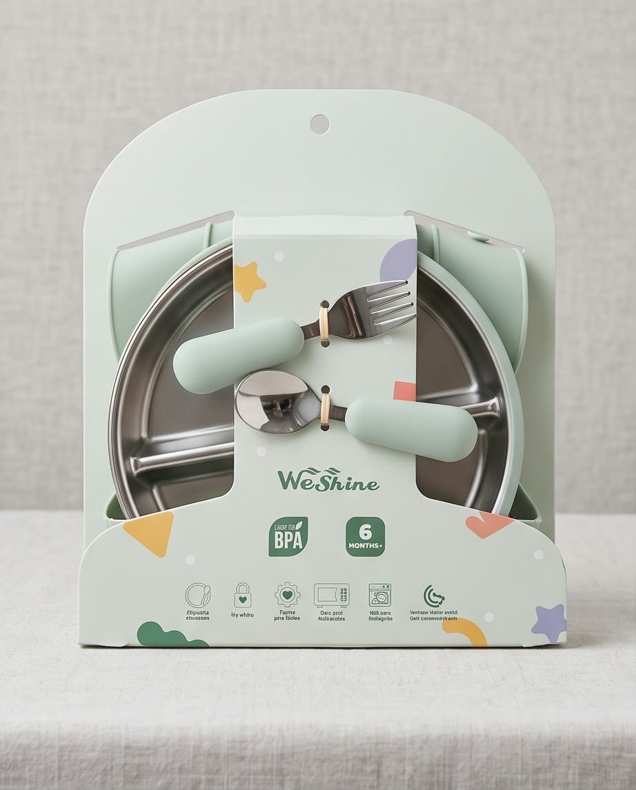 3-Piece Stainless Steel and Silicone Feeding Set