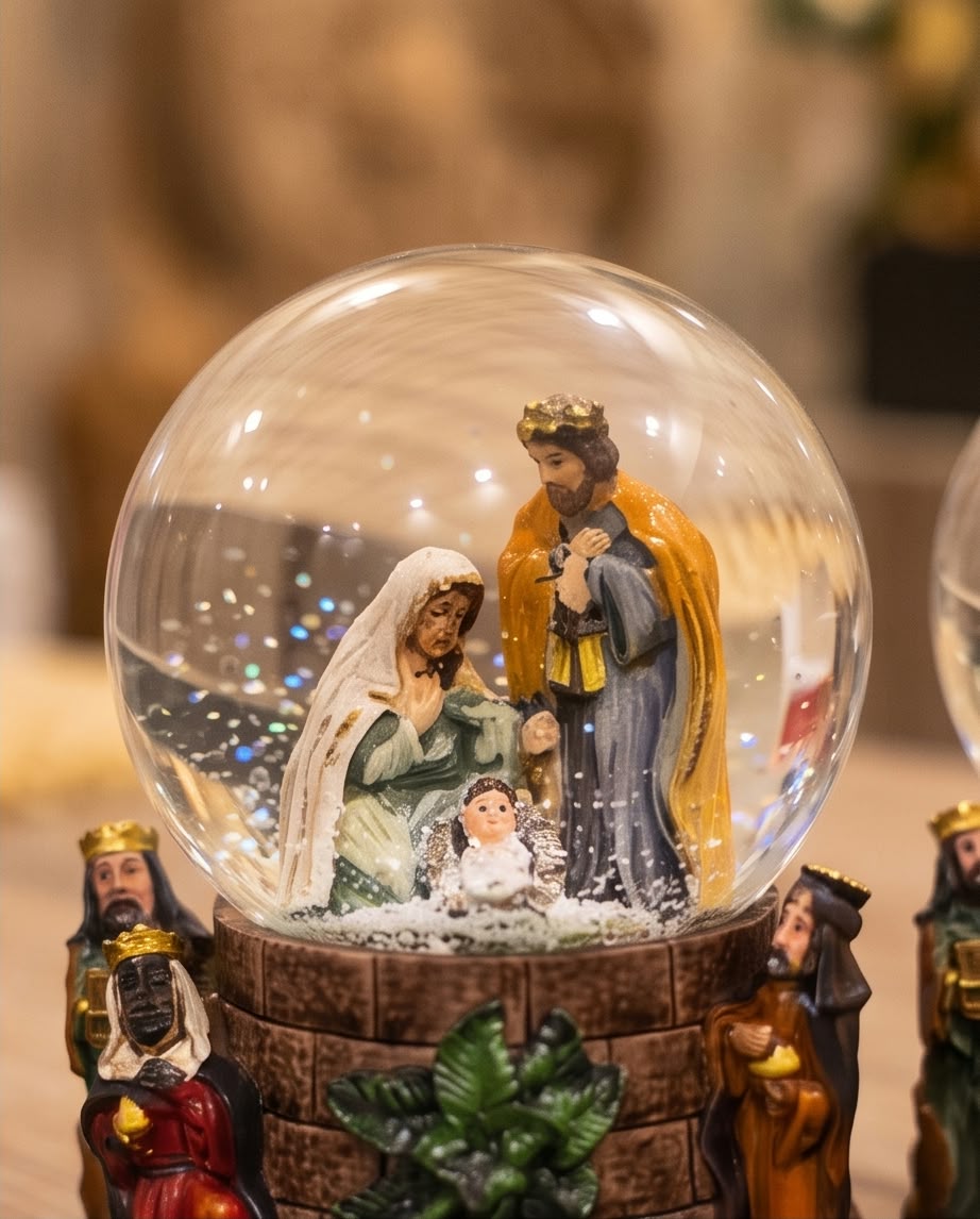 Nativity scene Christmas snow globe