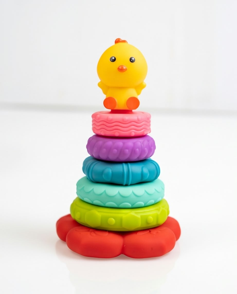 silicone baby stacking and teething tower