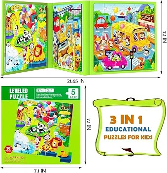 3-in-1 magnetic folding puzzle book