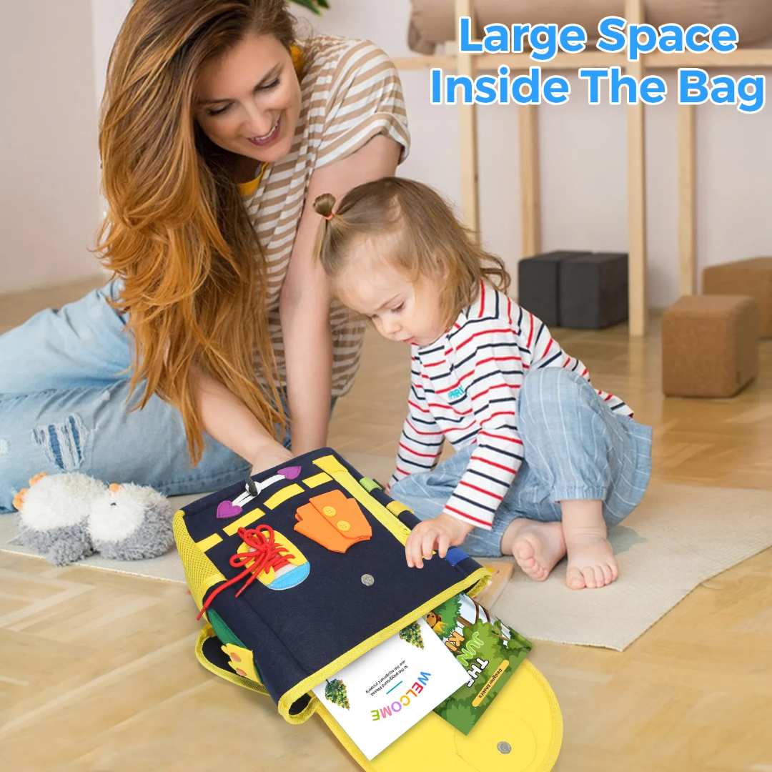 Kids Montessori busy board backpack