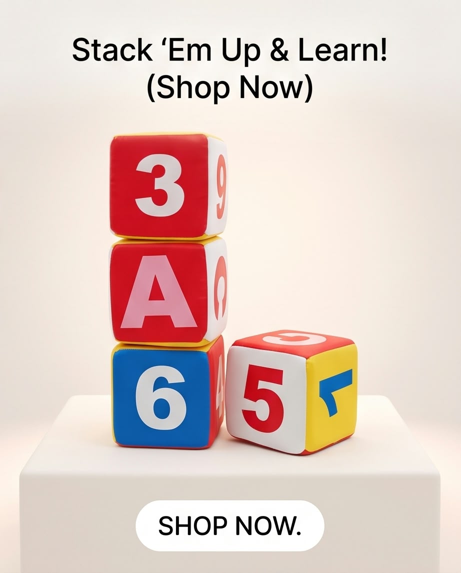 soft, square dice learning letters and numbers
