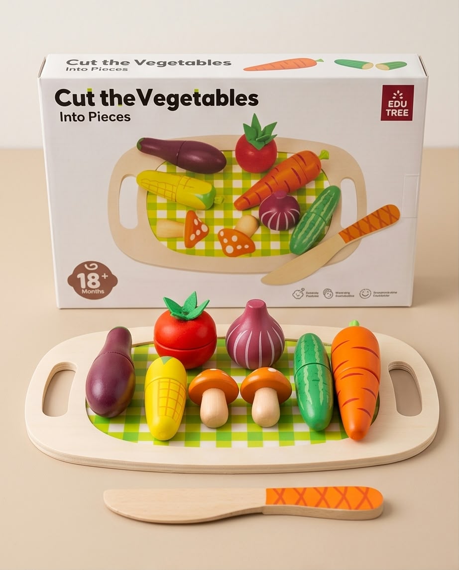 wooden educational vegetable cutting toy set