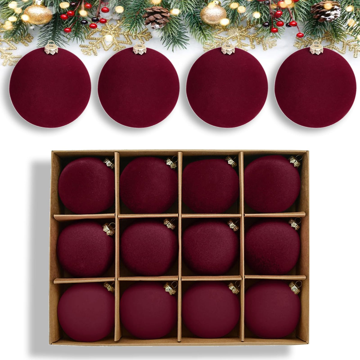 burgundy velvet Christmas ball ornaments
