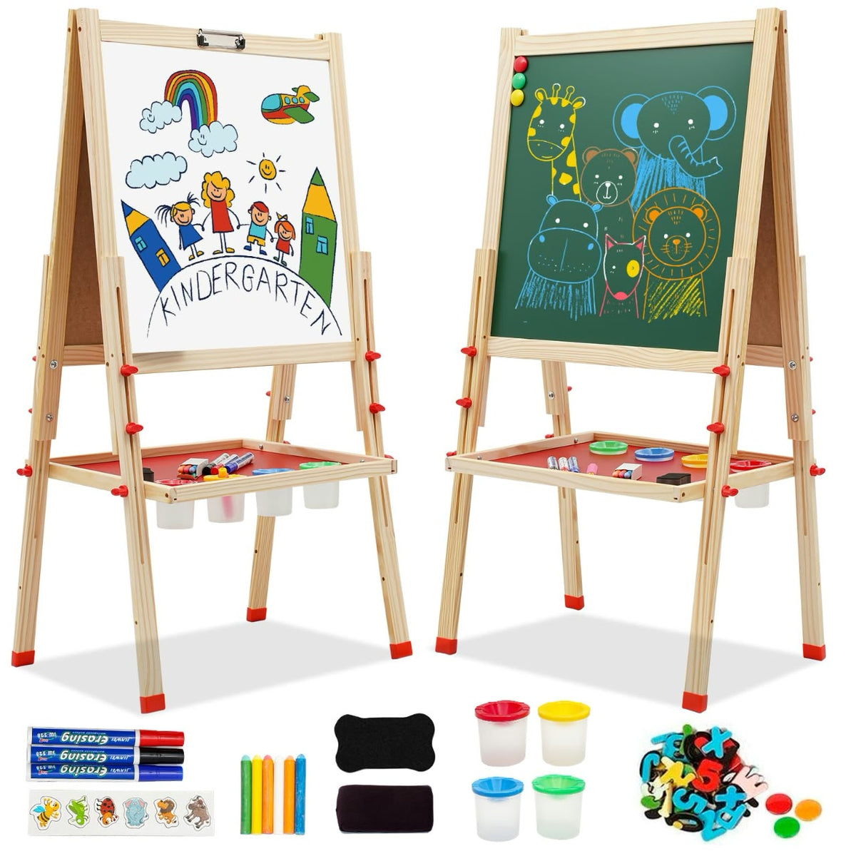 3-in-1 double-sided wooden kids art easel