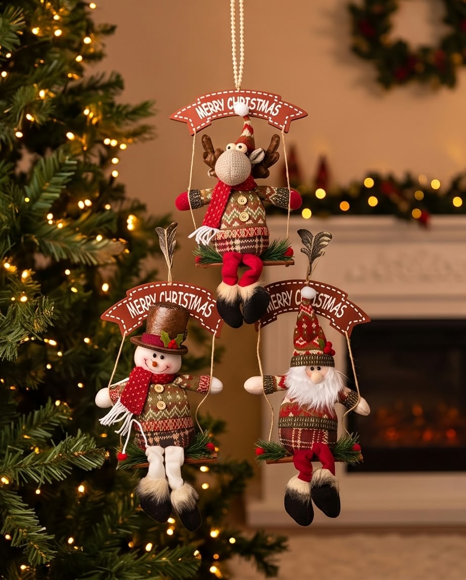 festive Christmas plush hanging swing