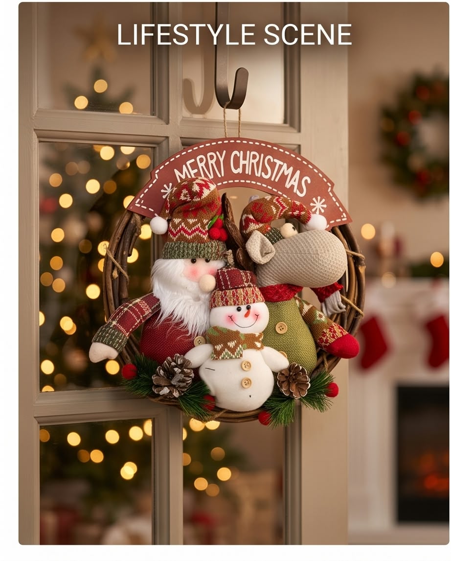 Christmas rattan door wreath