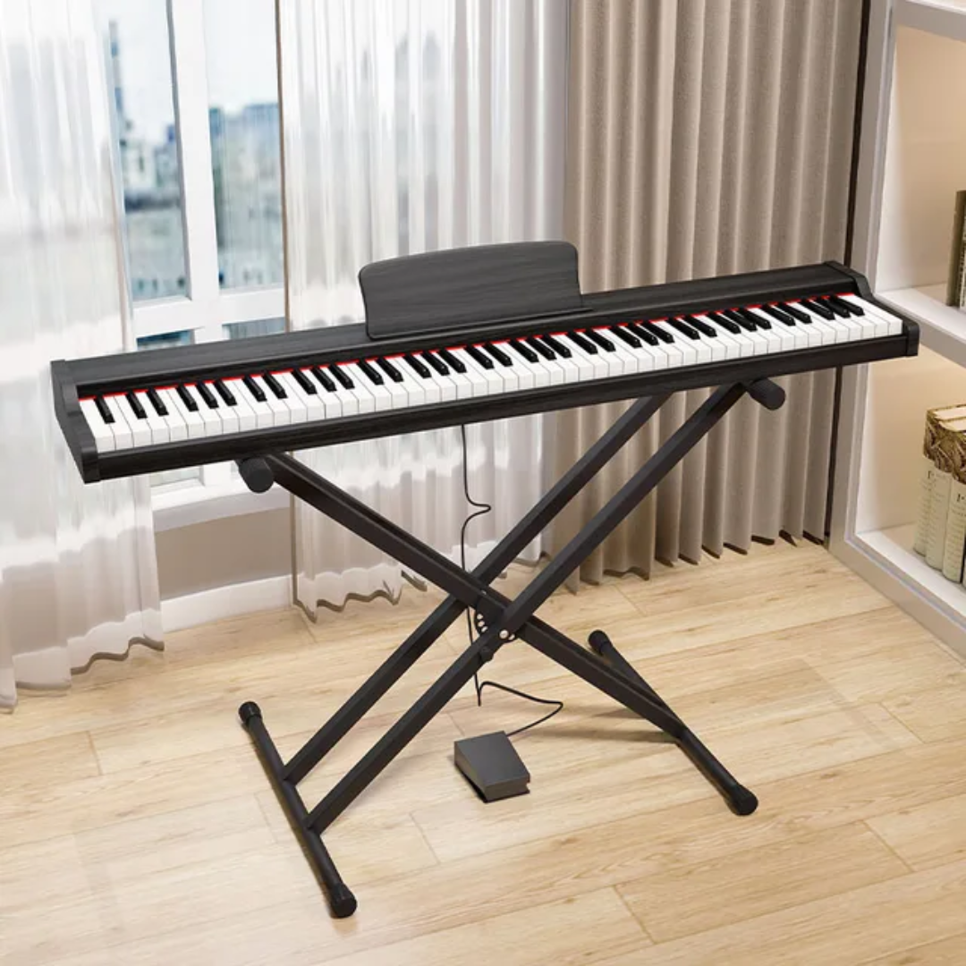 Electronic piano keyboard featured graphic