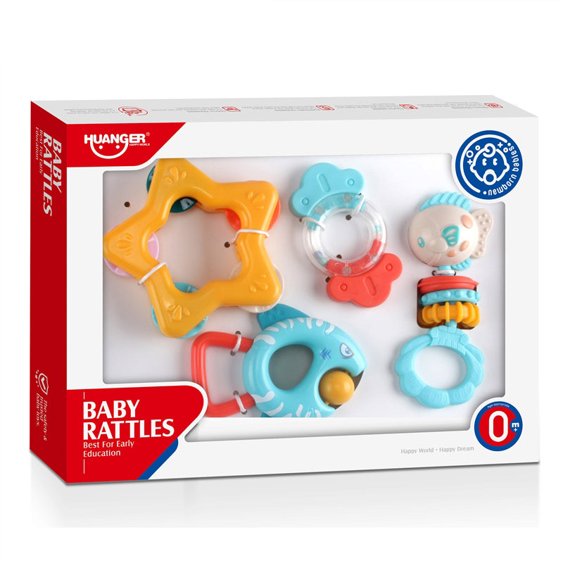 colorful baby rattles and teethers