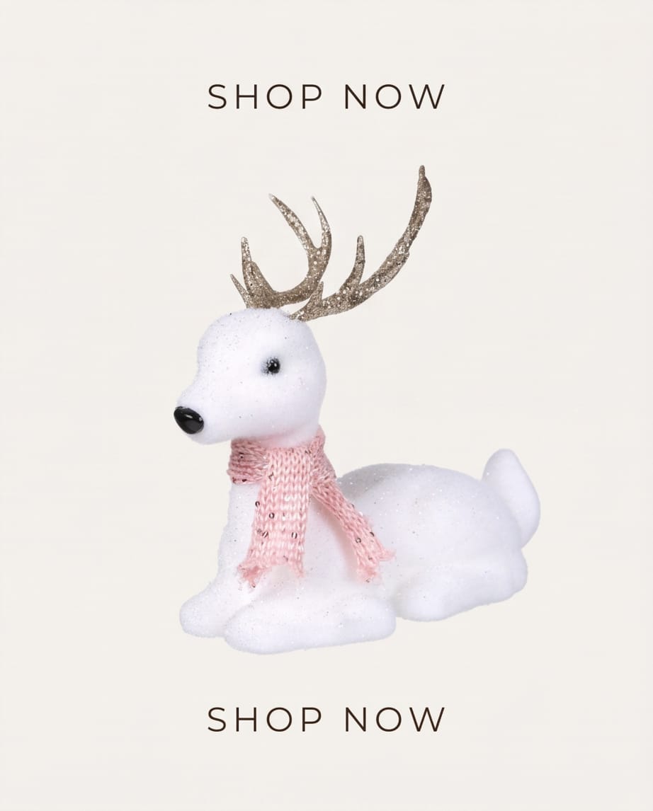 decorative white foam reindeer Christmas figurine