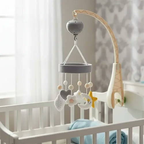 baby musical crib mobile featuring soft felt hanging toys