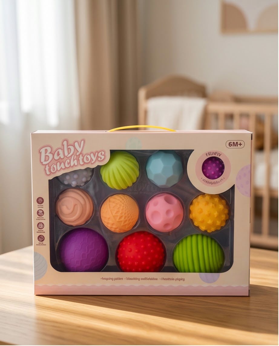 Moon Baby Soft Textured Balls 12-Piece Set.