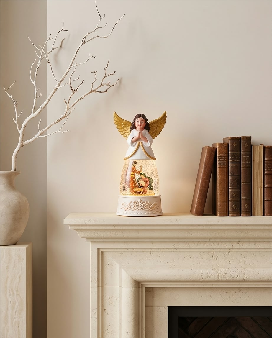 illuminated Christmas angel snow globe