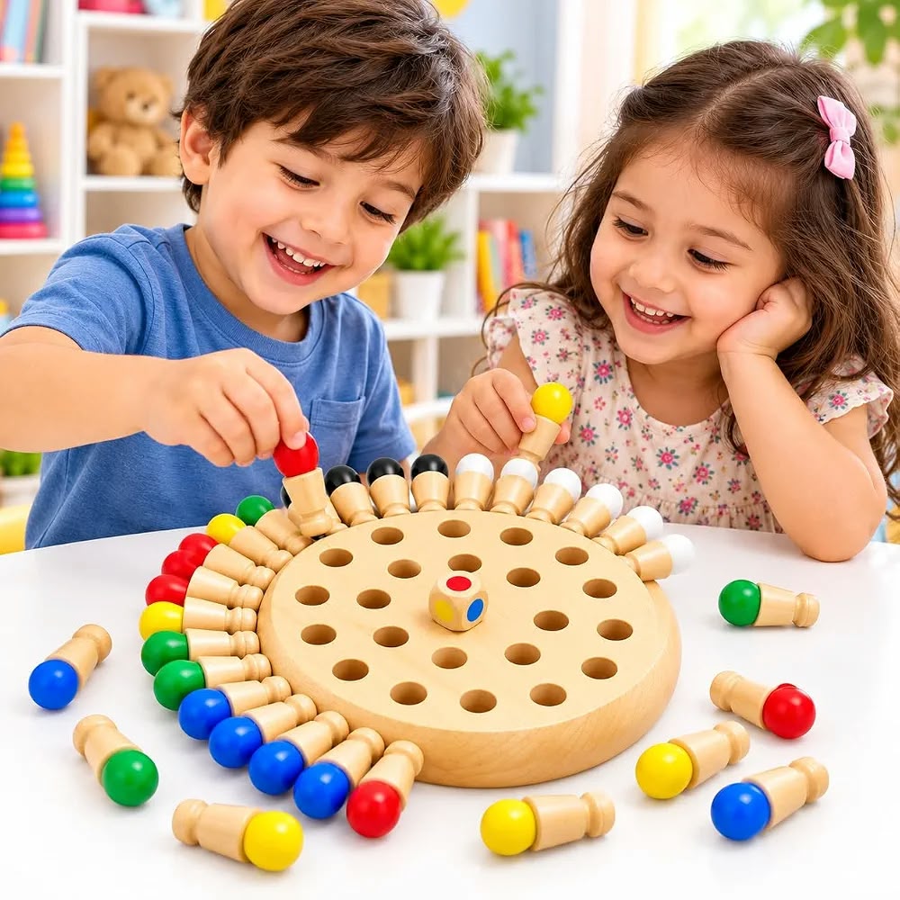 Wooden Color Memory Chess Game
