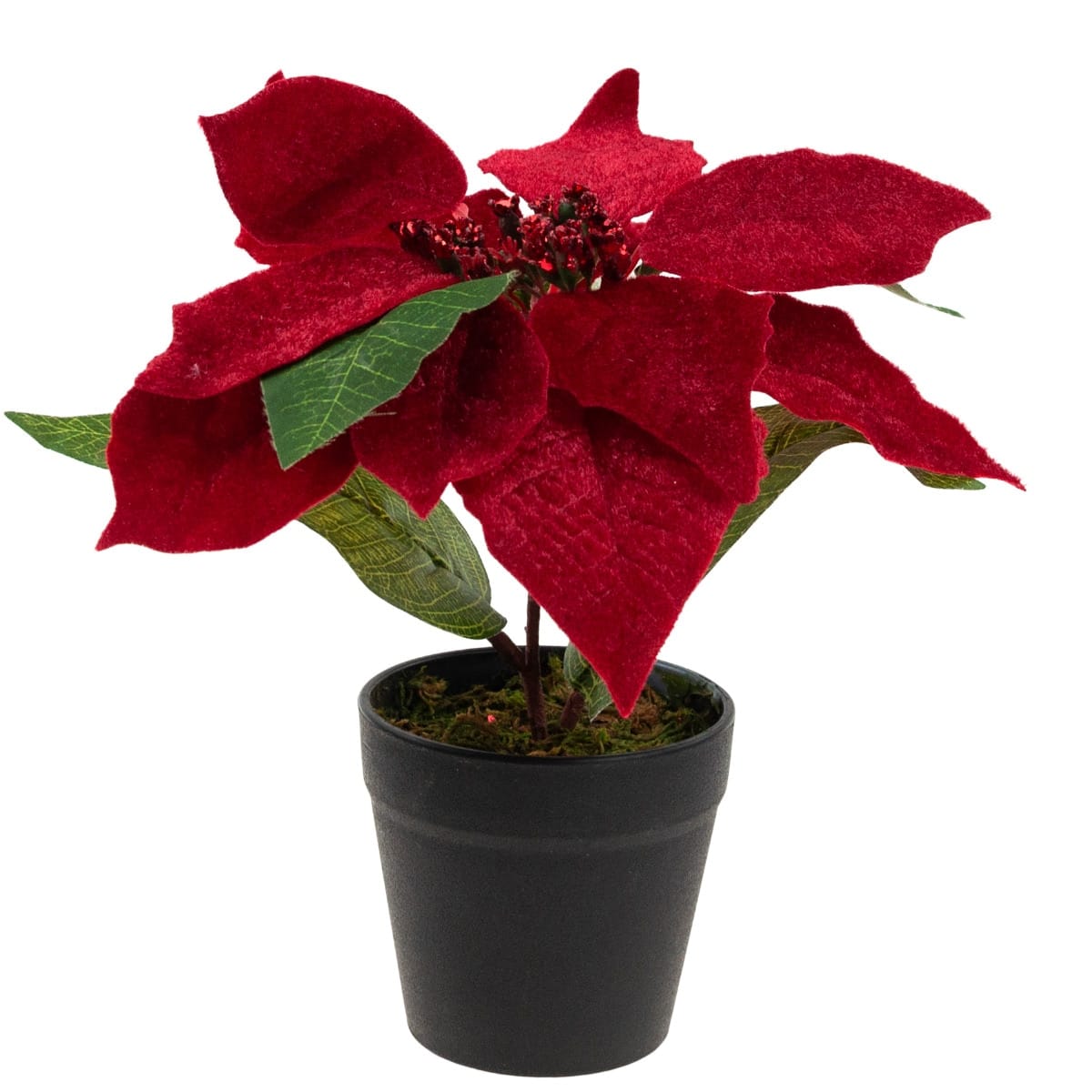 artificial velvet poinsettia plant